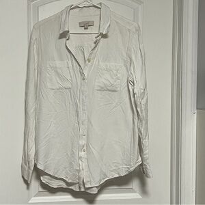 LOFT Vicose white button down shirt. Size L.